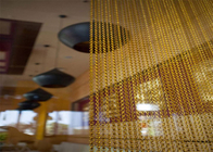 Tavan Dekorasyonu Alüminyum Zincir Bağlantı Perdeleri Altın Rengi