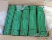 Yeşil PVC kaplamalı kesilmiş düz tel 250 mm uzunluğunda