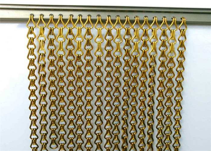 Altın Alüminyum Dekoratif Hasır 3m Genişlik Metal Zincir Sinek Perdesi